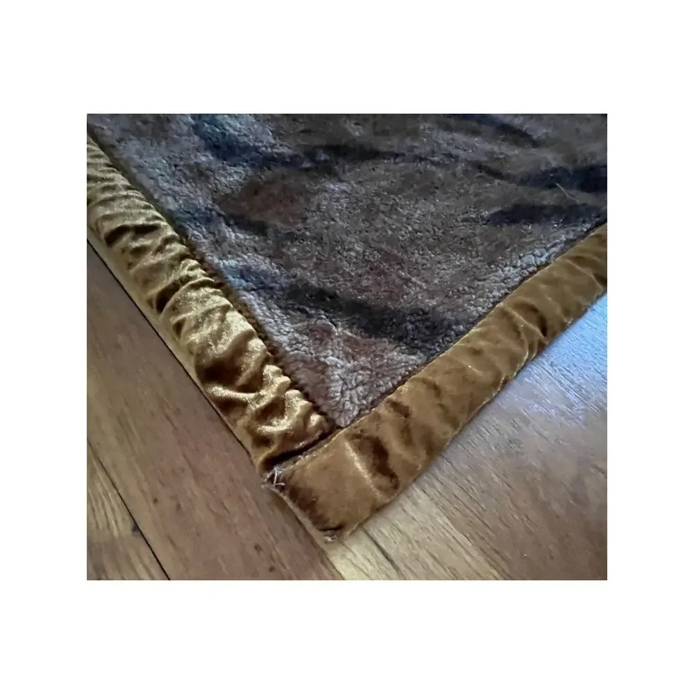 Vintage Queen Tiger Animal Plush Acrylic Korean Mink Reversible Blanket Sz 89x77